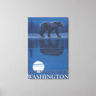 Beer in Moonlight - Mount Rainier, Washington Canvas Afdruk