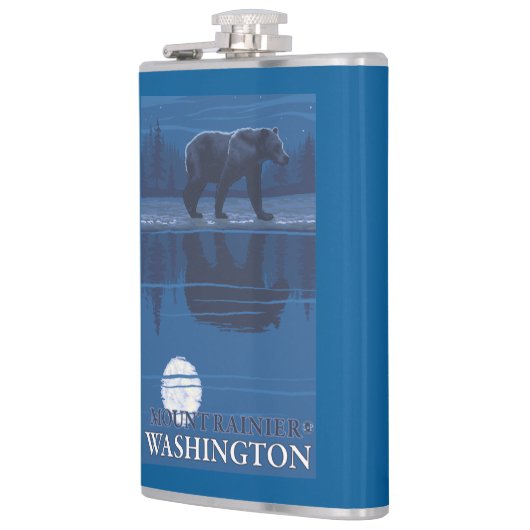 Beer in Moonlight - Mount Rainier, Washington Heupfles (Links)