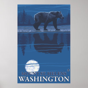 Beer in Moonlight - Mount St Helens, Washington Poster