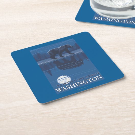 Beer in Moonlight - North Cascades, Washington Vierkante Kartonnen Onderzetter (Schuin)