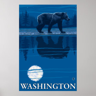 Beer in Moonlight - Washington Poster