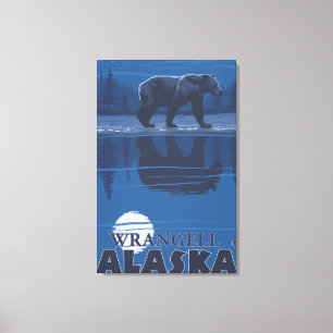 Beer in Moonlight - Wrangell, Alaska Canvas Afdruk