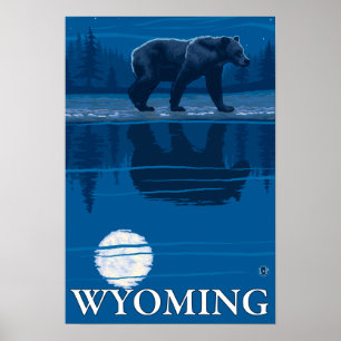 Beer in Moonlight - Wyoming Poster