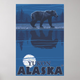 Beer in Moonlight - Yukon, Alaska Poster