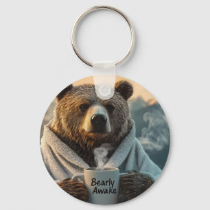 Beer in Robe Holding Coffee Mok Sleutelhanger