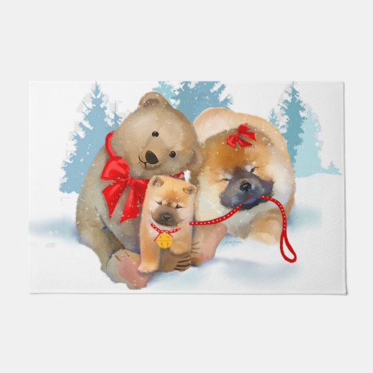 BEER-ING GIFTS Teddybeer en Chow doormat 2 maten Deurmat (Voorkant)
