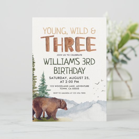 Beer-Jong Wild en Drie Jongens 3e Verjaardag Kaart (Staand voorkant)