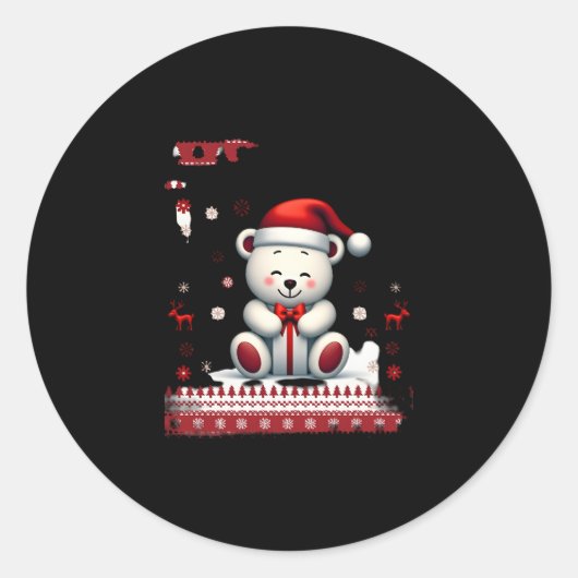 Beer Kerst (4) Ronde Sticker (Voorkant)