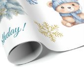 Beer Kerst Eerste Verjaardag Winter Cadeaupapier (Rol Hoek)