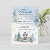 Beer Kerst Eerste Verjaardag Winter Kaart (Staand voorkant)