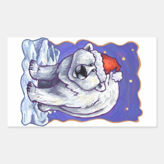 Beer kerst rechthoekige sticker (Voorkant)