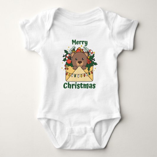 Beer kerstbrief winterdieren Beer Romper (Voorkant)