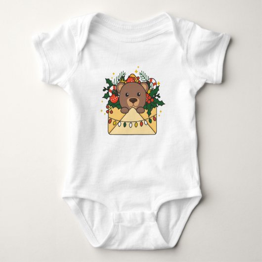 Beer kerstbrief winterdieren Beer Romper (Voorkant)