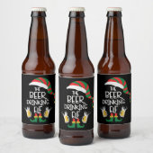 Beer Kerstmis Elf Funny Typography Holiday Bier Etiket (Flessen)
