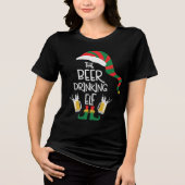 Beer Kerstmis Elf Funny Typography Holiday Tri-Blend Shirt (Voorkant)