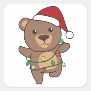 Beer Kerstwinter Beren vierkant sticker