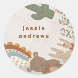 beer konijnenleeuw cactus regenboog Baby shower Ronde Sticker