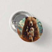 Beer krijger beschermer. ronde button 3,2 cm (Voorkant /achterkant)