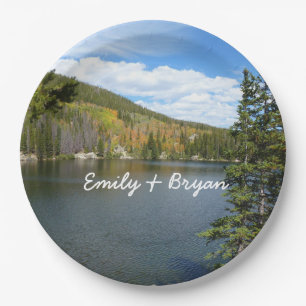 Beer Lake bij het Nationaal Park Rocky Mountain Papieren Bordje