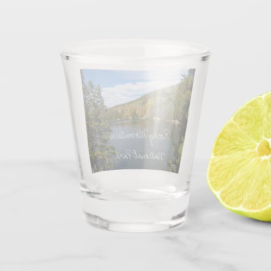 Beer Lake bij het Nationaal Park Rocky Mountain Shot Glas (Achterkant)