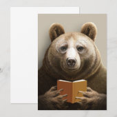 Beer lezer leest boek bedankkaart (Voorkant / Achterkant)