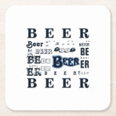 Beer- Lite Blue op Dark Blue 2 Vierkante Kartonnen Onderzetter (Voorkant)