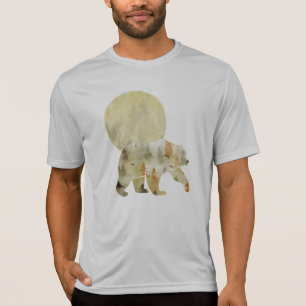 Beer loopt in Bossen Maan Geschilderd bos Wildlife T-shirt