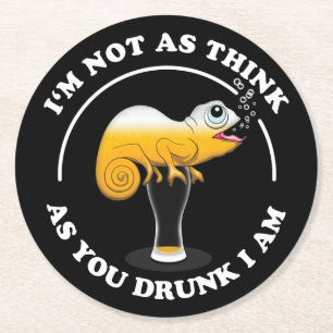 Beer Lover Cameleon en Funny Drink prijsopgave Ronde Kartonnen Onderzetter