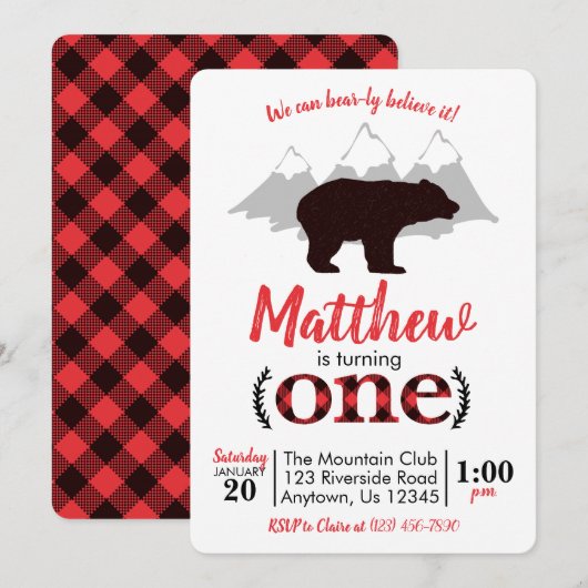 Beer Lumberjack Boy First Birthday Kaart (Voorkant / Achterkant)