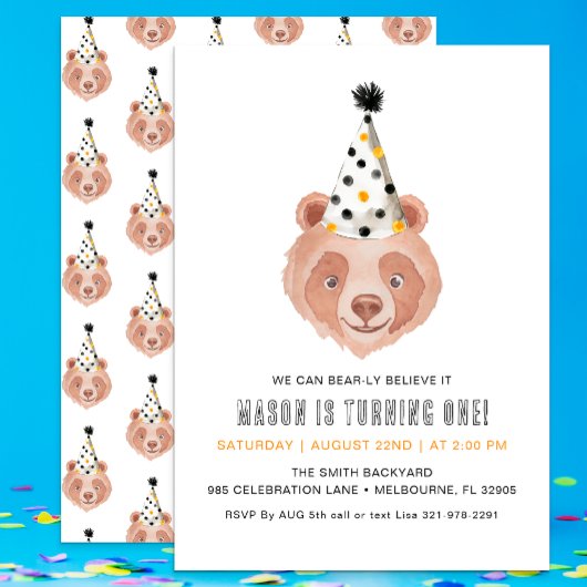 Beer-ly Believe It 1st Birthday Invitation – Teddy Kaart