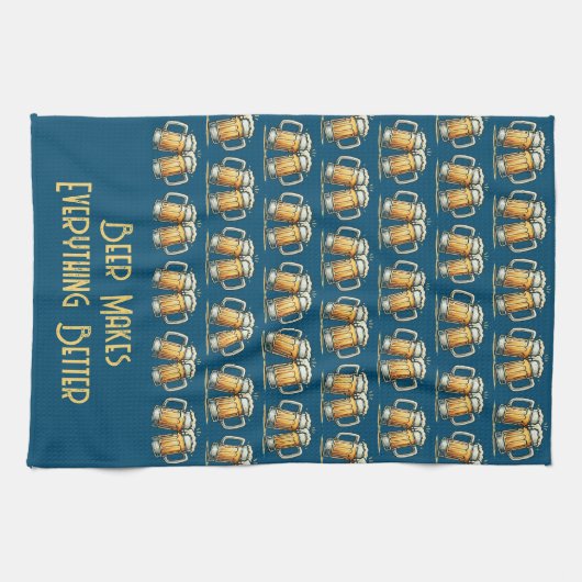 Beer Makes Everything Better Kitchen Towel Theedoek (Horizontaal)