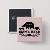 Beer Mam Cubs Silhouette Vierkante Button 5,1 Cm (Voorkant /achterkant)