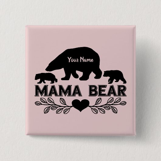 Beer Mam Cubs Silhouette Vierkante Button 5,1 Cm (Voorkant)