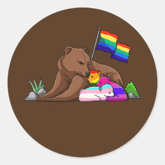 Beer Mam Gratis Hug LGBT Gay Transgender Pride Ronde Sticker