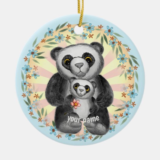 Beer mam Panda Keramisch Ornament (Voorkant)