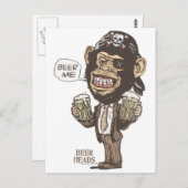 Beer me Chimp Pirate van Mudge Studios Briefkaart (Voorkant / Achterkant)