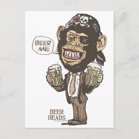 Beer me Chimp Pirate van Mudge Studios Briefkaart (Voorkant)