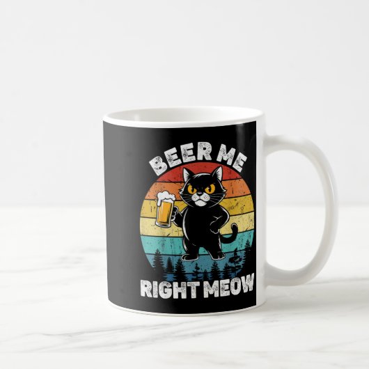 Beer Me Right Meow Funny Cat Drinking Humor  Koffiemok (Rechts)