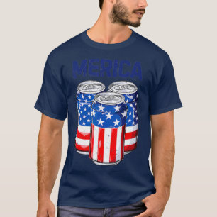 Beer Merica 4 juillet T-shirt Hommes Drapeau Femme