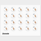 Beer met 3 blauwe ballonnen ronde sticker (Vel)