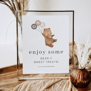 Beer met 3 bruine ballonnen poster