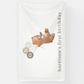 Beer met 3 bruine ballonnen spandoek (Verticaal)