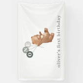 Beer met 3 Groene Banner voor ballonnen (Verticaal)