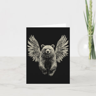 Beer met Angel Wings Retro Wildlife Kunstwerk Vlie Kaart