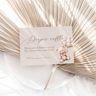 Beer met ballonnen Baby shower luier rafel Informatiekaartje