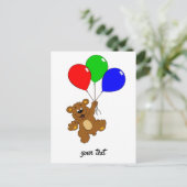 "Beer met ballonnen" kinder briefkaart (Staand voorkant)