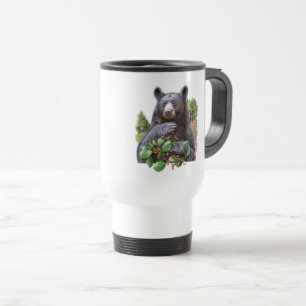 Beer met bessen takken schilderij geschenk reisbeker