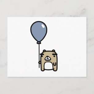 Beer met blauwe ballon briefkaart