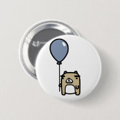 Beer met blauwe ballon ronde button 5,7 cm (Voorkant /achterkant)