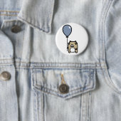 Beer met blauwe ballon ronde button 5,7 cm (In situ)